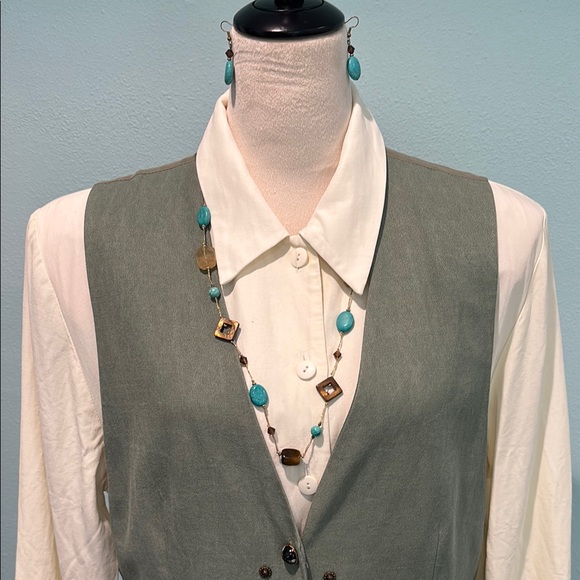 Vintage Sage Green Maxi Dress with Vest - Picture 4 of 8